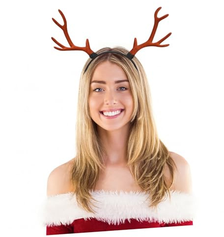Geweih Kostüm Stirnband Weihnachten Rentier Geweih Stirnband Große Geweih Ohren Haarband Cosplay Hirsch Stirnband für Weihnachten Cosplay Party
