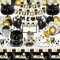 XJLANTTE 166 pièces décorations de fête d'anniversaire chat noir et blanc – ballons chat, bannière d'anniversaire, guirlandes MEOW, décoration de gâteau, assiettes, serviettes, tasses et nappe, L