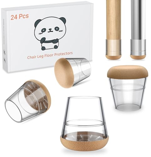 Meldel 24 Stück Stuhlbeinkappen Extra klein - Transparent Silikon Schutzkappen Für Stuhlbeine - Mit verschleißfestem Filzkissen Beseitigen Sie Geräusche und Anti-Kratzer (Rund 15mm-20mm)