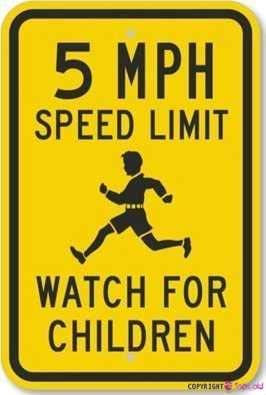 Plaque d'avertissement de signalisation de vitesse 5 km/h pour enfants - Décoration murale - Panneau d'avertissement de sécurité pour extérieur et intérieur - 20,3 x 30,5 cm