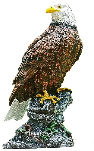 BradOc Adler Figur Garten Deko,Uhu Greifvogel Gartenfigur,29cm Gartenadler Taubenschreck Vogelabwehr,Gartenfigur für Garten,Balkon, Terrasse,Hausgarten Dekoration GeschenkMessing