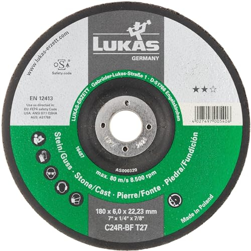 LUKAS-ERZETT 10 x Schruppscheibe T27 für Stein 115x6 mm gekröpft | für Winkelschleifer | C24R-BF- 14x13,5x9,5cm