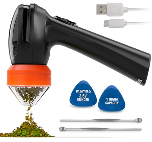 Mamba Electric Herb Grinder – USB Rechargeable Electric Grinder, Lite 0.75g Orange, Compact All-Plastic Head, Quick & Easy-to-Use Spice Mill for Kitchen