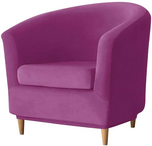 ZRCYXDW 2 Pièce Housse De Fauteuil Cabriolet Chesterfield, Velours Housse De Fauteuil Club avec Housse De Coussin Antidérapant Housse De Canapé Tub Chair pour Hôtel-Violet-2 pièce
