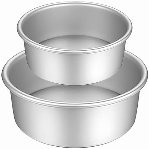 HQILRRA Round Cake Mold Set 2 Pieces, Round Cake Tin, Deep Aluminum Round Cake Pan,Anodized Aluminum Nonstick Cake tin, Detachable Bottom, Cake for Wedding, Birthday, Christmas,2 Sizes (5+7)