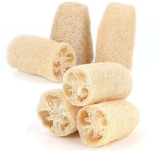 6 PCS Esponjas de Luffa Naturales, Esponja Exfoliante Esponja Ducha para Lavado de Ducha y Limpieza de Cocina