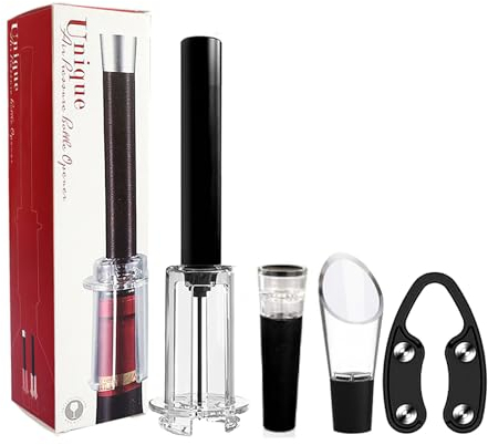 Miawtro Wine Opener, 4PCS Wino on the Go Wine Opening Set, Air Pump Wine Bottle Opener with Wine Aerator, Wine Pump, Wine Opener Set Gifts for Wine Lovers, Friend, Christmas Eve (Black)