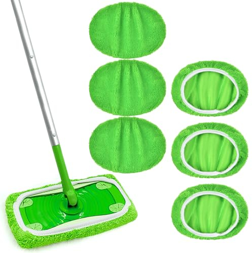 Vicloon Recambios de Mopa Lavables y Reutilizables,6 Piezas Recambio Mopa Microfibra,Compatibles con Swiffer Fregona,Fregona Microfibra Recambio Mopa Pads,Microfibra de Repuesto para Mopa