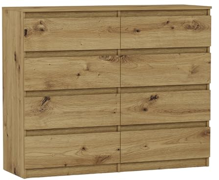 Framire R-120-S8 Kommode Aristan, Kommode mit 8 Schubladen, Schrank für Schlafzimmer, Wohnzimmer, Bad, 120 x 98 x 40 cm