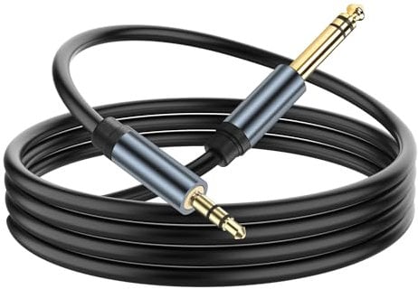 JSADZKJ 1/8 to 1/4 Stereo Audio Cable, 3.5mm 1/8 TRS Male to 6.35mm 1/4 TRS Male Audio Aux Cord with Zinc Alloy Housing for Guitar Home Theater Devices Speaker Amplifiers 1.8M/5.9FT