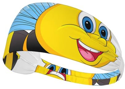 Elastisches Unisex-Sport-Stirnband, feuchtigkeitsableitend, athletisch für Laufen, Training, Outdoor-Sport, Cartoon-Hummel-Druck