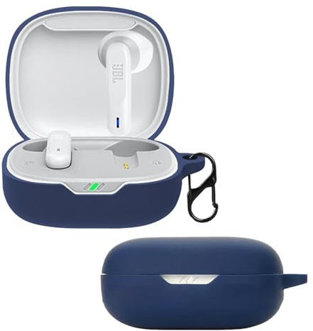 KZIOACSH Silicone Case for JBL Wave Flex, Ultra Slim Anti-Scratch Anti-Lost Protective Earbuds Case Lightweight Washable Sumdge-Proof Earphone Skin Cover with Carabiner for JBL Wave Flex, Blue