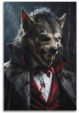 SUEJGUSJLU Werwolf-Kunst-Poster, dekoratives Gemälde, Leinwand, Wandposter und Kunstdruck, moderne Familienschlafzimmer-Dekoration, Poster, 50 x 75 cm