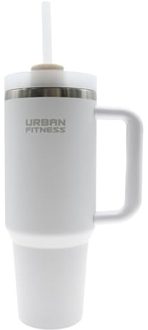 Urban Fitness VitalSip Flasche, Reisebecher für kalte Heißgetränke, 1,2 l Wasserflasche mit Griff, Trinkbecher, BPA-frei, stilvolles modernes Design, Frostweiß
