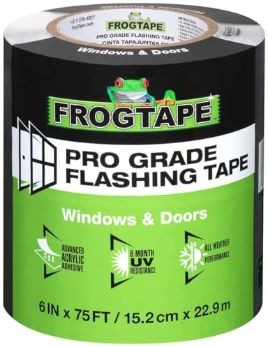 Frog Tape Pro Grade Flashing Tape for Windows & Doors - All Weather & UV Resistant Flashing Tape with Advanced Acrylic Adhesive 152mm x 22.9m