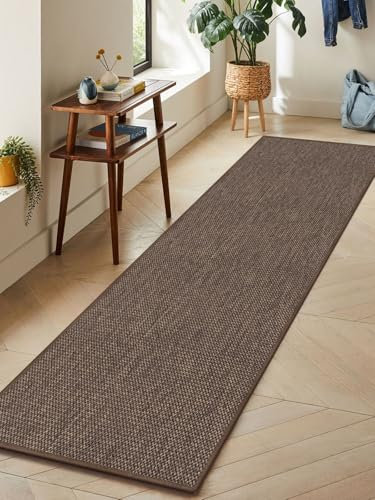 LEKEEPGO Alfombra Cocina Lavable Antideslizante 64x240cm, Alfombras Cocina Lavable, Alfombra Pasillo Larga, Tapete Cocina, Absorbente Alfombra para Cocina, Comedor, Pasillo, Lavadero, Marrón
