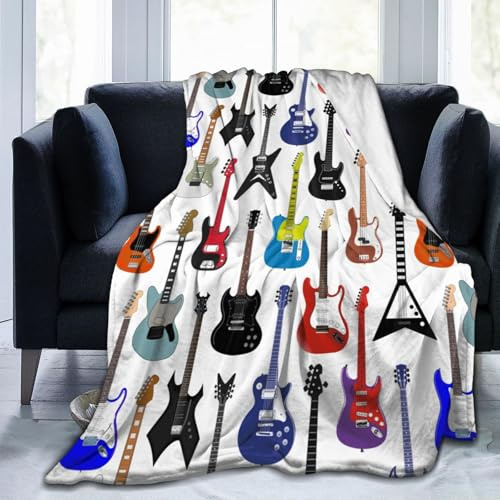 Yomko E-Gitarren-Überziehdecke für Herren, Damen und Kinder, 127 x 101,6 cm | Weiche Fleece-Decken, Geschenke für Jungen und Mädchen, für Party, Couch, Sofa, Bett, Dekoration