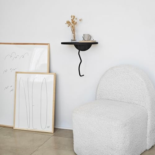 Stylish Wall Shelf, 35 x 35 cm, 100% Solid Wood & Metal Frame, Black & Anthracite | Perfect for Modern Home Decor & Storage Solutions