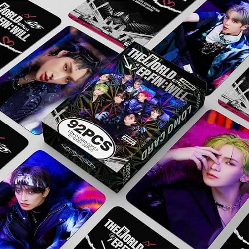 SZTVECFW ATEEZ 92 Stück Ateez The World EP.FIN: Will Neues Album ATEEZ 60 Karten 32 Aufkleber Fotokarten Postkarten for Fans Geschenk