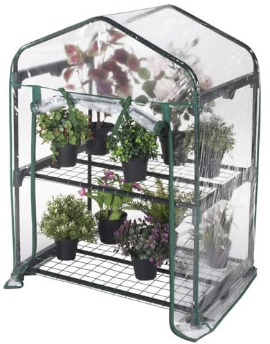 Paluplus Serra da Balcone e Giardino a 2 RIPIANI, Misura 69x49x95 cm, Struttura in Acciaio e Telo in PVC, adatta per colture Invernali e Protezione per Piante e Fiori -651F
