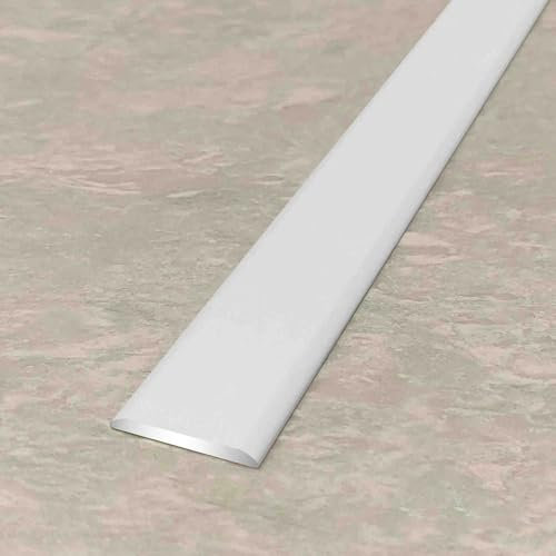 Flache Trennleiste aus Aluminium für Boden- und Wandverbindung, Fliesennaht, Abdeckleiste mit überlappender Kante und Übergang, weißes Finish, 35 mm Breite
