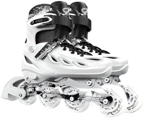 AYES Inline Skates Adjustable For Kids And Adults White 38-41/UK 5-6.5