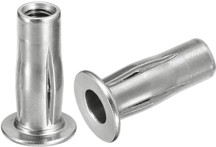 QUARKZMAN 10 Stück M5 Eingebettete Nietmuttern, Vorgeformter Schaft Flachkopf Blindnietmuttern Gewindeeinsatzmutter 304 Edelstahl Plus Muttern für Bauindustrie