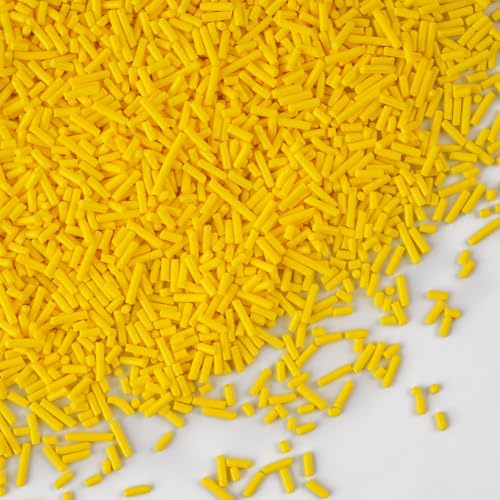 Sujoygar Yellow Sugar Strands - 130g Yellow Cake Sprinkles for Cupcake Topper Baking Decorations On Baby Shower Birthday Wedding Party