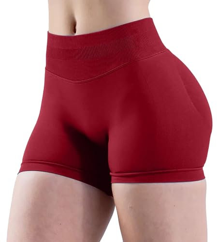 Pantaloncini da palestra da donna Pantaloncini da corsa aderenti in tinta unita senza cuciture per sollevamento del sedere pantaloncini comodi elastici Scrunch Bum Hot Pants Leggeri Yoga Allenamento