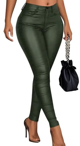 Benfoly Lederhose für Damen, hohe Taille, schmal, Bauchkontrolle, dick, Thermofutter, Stretch, sexy, Push-Up-Leggings aus Kunstleder