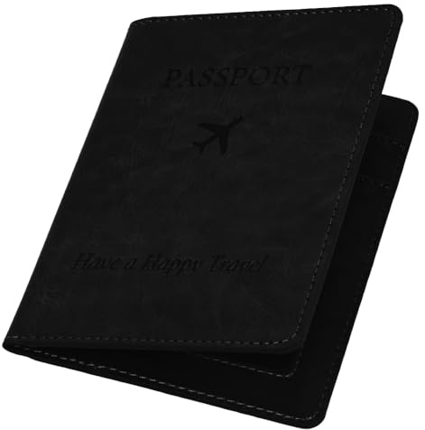 OFFCUP Protege Passeport, Pochette Passeport en Cuir PU, Housse de Passeport mit RFID-Blocker Housse Passeport Voyage Passeport éTui pour Cartes de crédit Carte d'identité Carte d'visite (Noir)