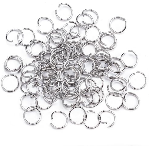 1000 Stück 10mm offene Sprungringe aus Edelstahl, 1,0 mm Dick,Großmengen | Rundring-Steckverbinder Zubehör für die Herstellung von DIY-Schmuck, Armbänder