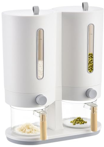 Générique Distributeur de Grains,5kg Organisateur Hermétique Ménager pour Aliments Secs - Conteneur à Riz Double Cuve | Pour Céréales, Soja, Haricots Verts, Farine De Maïs, Flocons