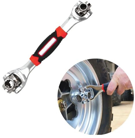 52 in 1 Universal Socket Wrench, Adjustable Multi Spanners & Wrenches with Flexible Rotating Socket Heads, Ratchet Spanner for Metric and Imperial Nuts and Bolts, All in One Repair Tool for DIY Home