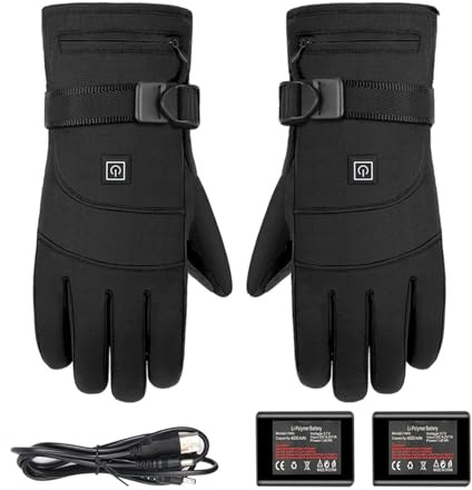Mixnexorad Guantes Térmicos Eléctricos,Guantes Térmicos con Pilas | calefactores Recargables de 3,7 V con batería y 3 Engranajes de Temperatura | De Calentamiento Rápido para