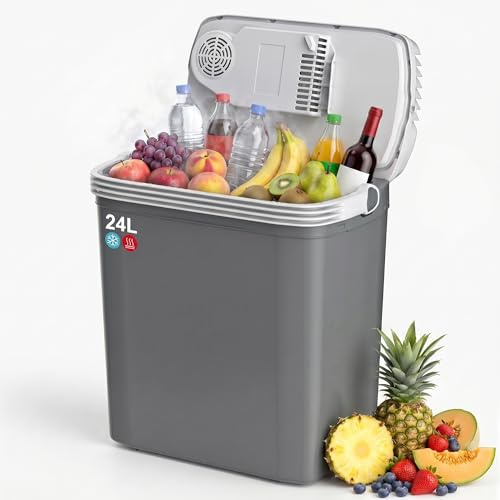TOOHUB 24L Kühlbox, Elektrische Auto Kühlbox 12V/230V Kühl & Warm Funktion mit Energiespar-/MAX/ECO-Modus, Tragegriff Kühlbox für Camping, Picknick, Leise [Energieklasse E]