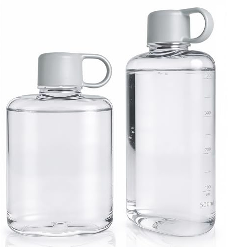 2 Stück Flache Trinkflasche 500ml 360ml BPA-freie Tritan Wasserflasche | Leicht Tragbare Flache Wasserflasche für Outdoor Fitness, Sport, Wandern, Camping, Reisen