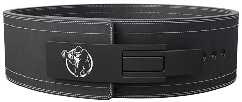GORILLA SPORTS® Gewichthebergürtel 10 mm aus Vollnarbenleder, S, M, L, XL | Mit Schnellverschluss-Hebelmechanismus, 10 cm breit; Rückenstütze für Squats & Deadlifts, gleichmäßige Druckverteilung