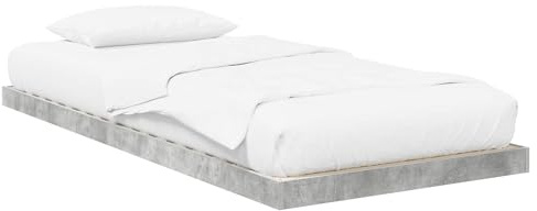 HFXHIJXQ Boden Bettgestell Beton Grau 100x200 cm mit Lattenrost Modernes Holzwerkstoff Design Langlebiges Futonbett für Schlafzimmer Gästezimmer und Jugendzimmer