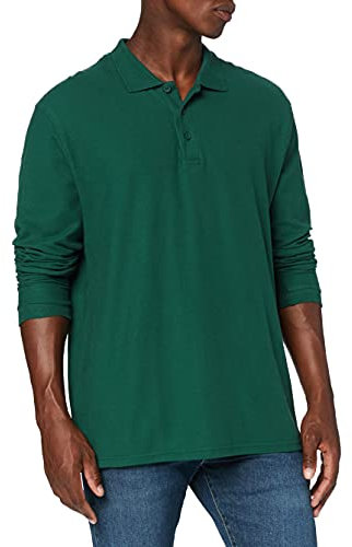 Fruit of the Loom Men's Premium Long Sleeve Polo Shirt, Forest Green, Medium