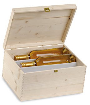 Renoir - Cassetta Vino in Massello di Pino QUADROTTA Clip per 6 Bottiglie - Ideale per Confezioni Regalo