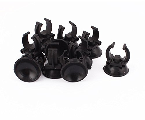 sourcing map 10 Pcs Aquarium Saugnapf luftzuleitungen Clips Klemmen Saugnäpfe Halterung Schwarz