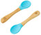 bamboo bamboo ® Lot de 2 Cuillères de Diversification pour Bébé | Bambou avec Embouts en Silicone Souple | Manches Ergonomiques à Prise Facile | Sans BPA (Lot de 2, Bleu)