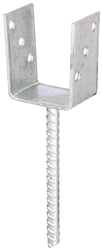 Alberts 214265 U-Pfostenträger | mit Betonanker aus Riffelstahl | feuerverzinkt | lichte Breite 91 mm | Länge Betonanker 200 mm