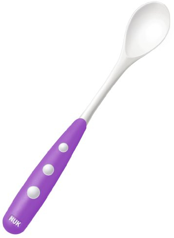 NUK 10255110 Easy Learning - Cuchara para bebé (borde redondeado, mango extralargo antideslizante, sin BPA, 2 unidades), color morado
