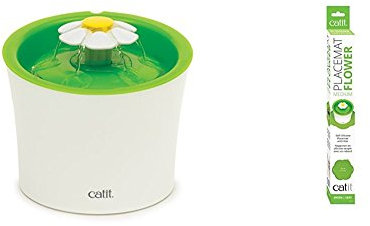 Catit Original Flower Fountain 3 Litre Water Fountain for Cats and Small Dogs Flower Placemat, Medium, Green