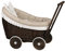 e-wicker24 Alles aus Weide Puppenwagen aus Weide mit Bettwäsche perfekte Geschenkidee Korbpuppenwagen schöner Spielzeug aus Korbgeflecht Korbwagen für Puppen Spielzeug für Mädchen (Dunkelbraun, Beige)