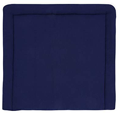 KraftKids Wickelauflage in Musselin dunkelblau, Wickelunterlage 78x78 cm (BxT), Wickelkissen