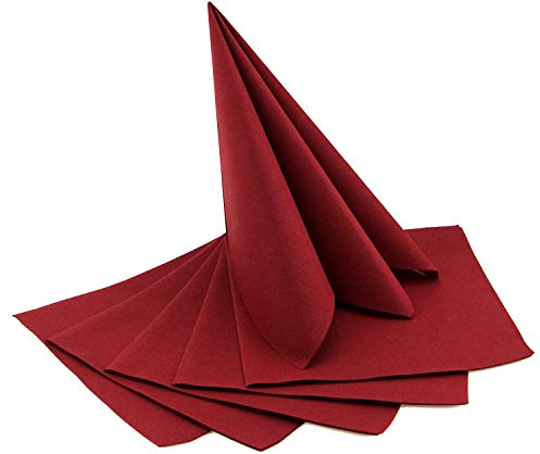 50 Stück Servietten Bordeaux 40 x 40 cm stoffähnlich zum Falten Hochzeit Geburtstag Dinner