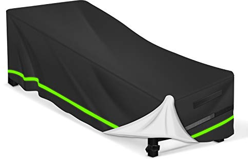 Sicooo [2020 Upgrade] Gartenliege Abdeckung mit einzigartigem Design mit Reflektierenden Streifen, Wasserabweisender Atmungsaktiver Patio-Chaiselongue-Bezug Sonnenliege Schutzhülle aus Oxford-Gewebe